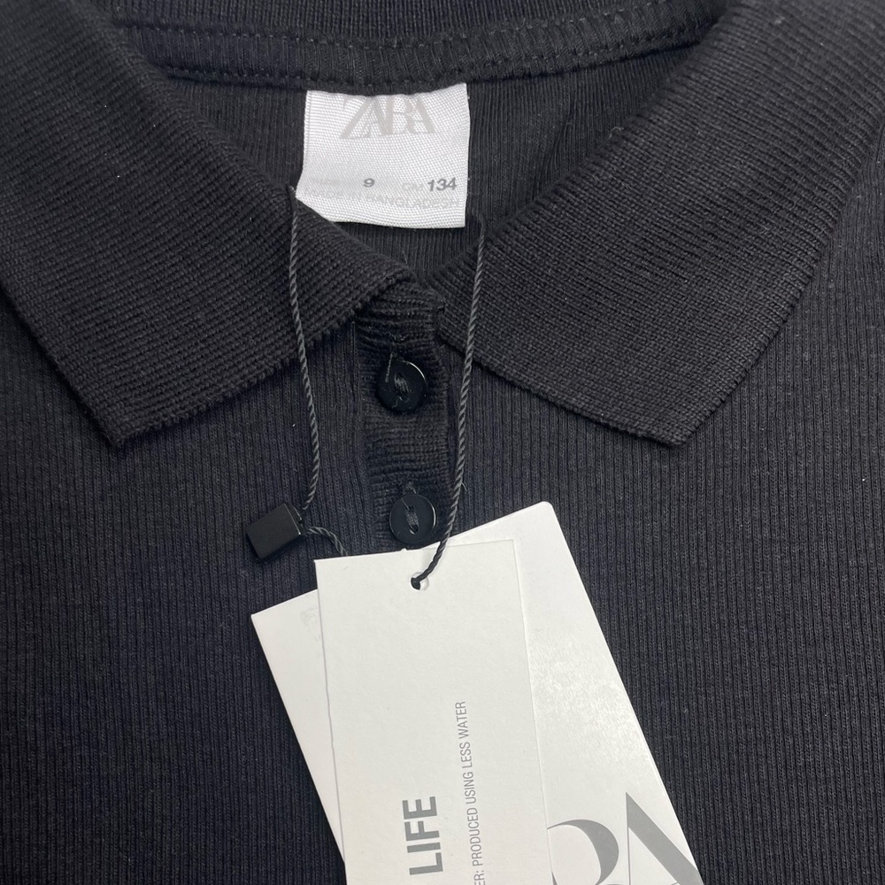 Zara - Boys Longsleeve Rib Knit Polo - Black - Size 9 - Picture 4 of 5